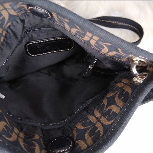 NEW Fossil crossbody bag signature canvas black/tan - Picture 11 of 15